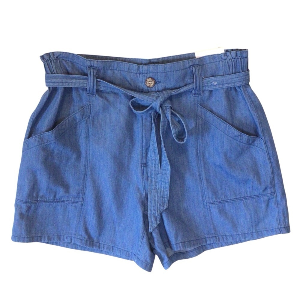 Old Navy Womens High Waisted Chambray Workwear 4.5” Shorts Size Medium - Picture 2 of 6